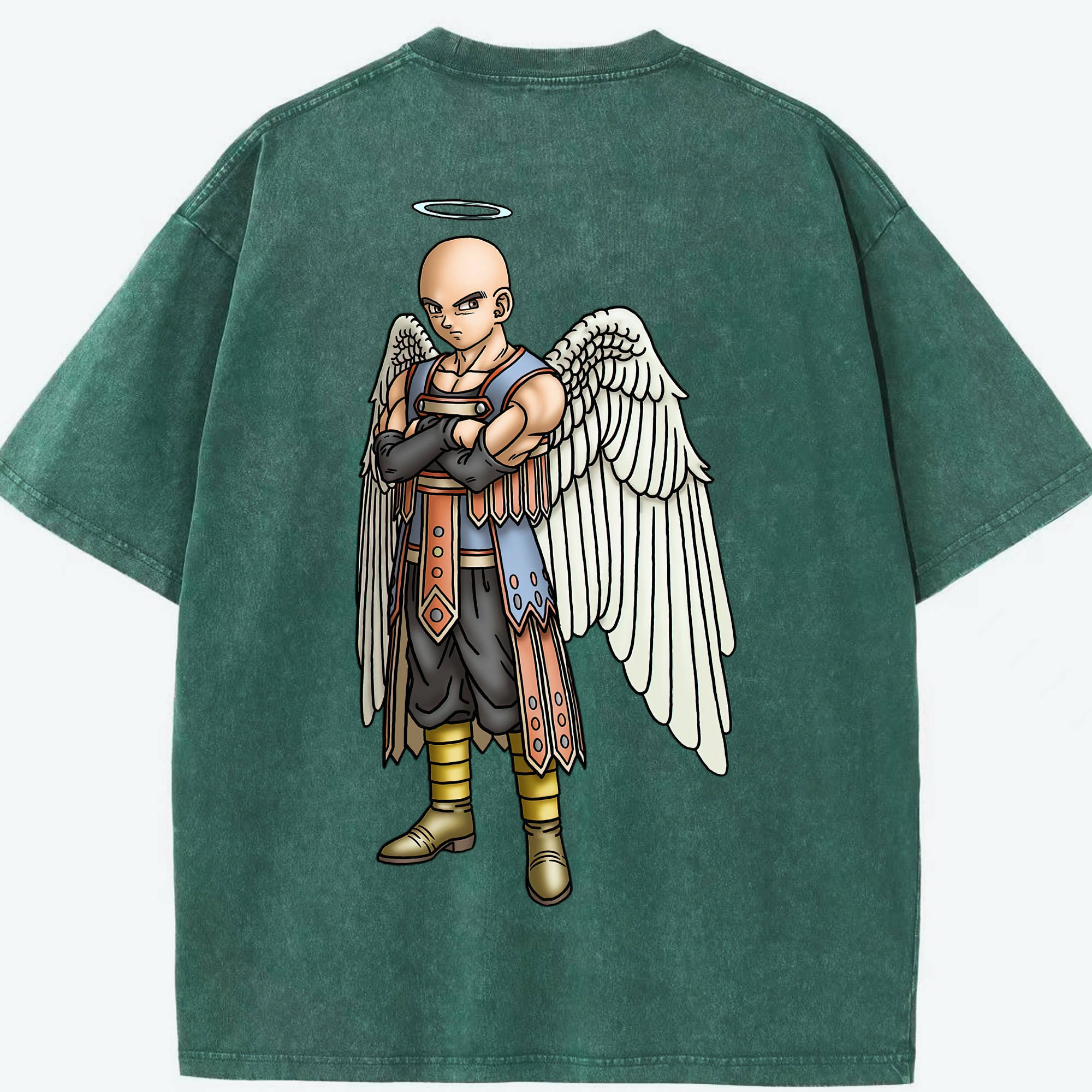 （画像用） ドラゴンクエスト Doragon Kuesuto Dragon Quest 綿100% ヴィンテージ風 半袖Tシャツ（背面プリント）